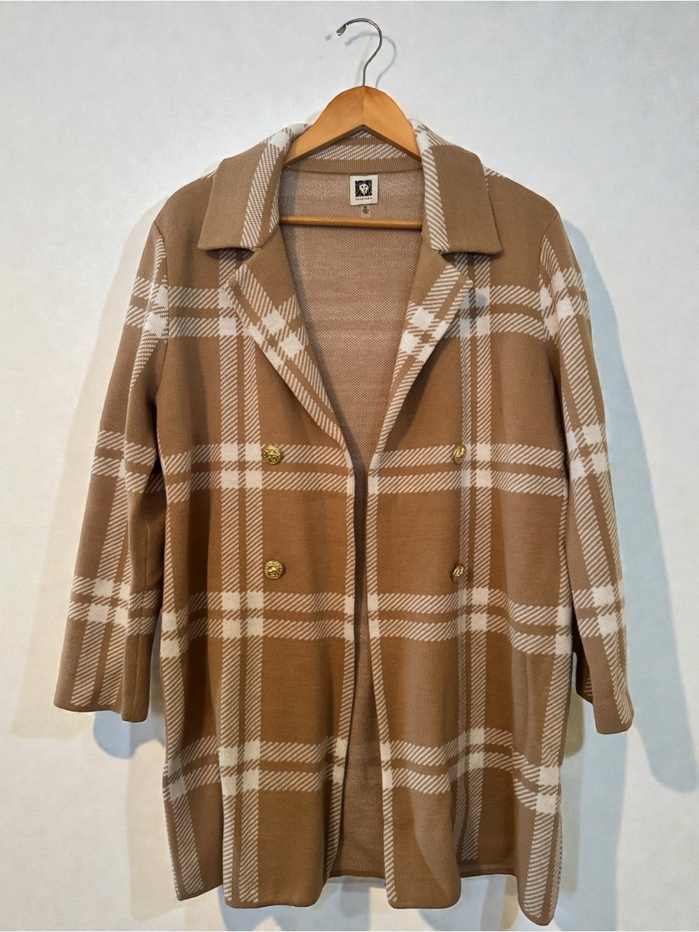 Anne Klein Women’s Medium Cardigan Jacket Blazer Plaid Coat NWOT Business Fall